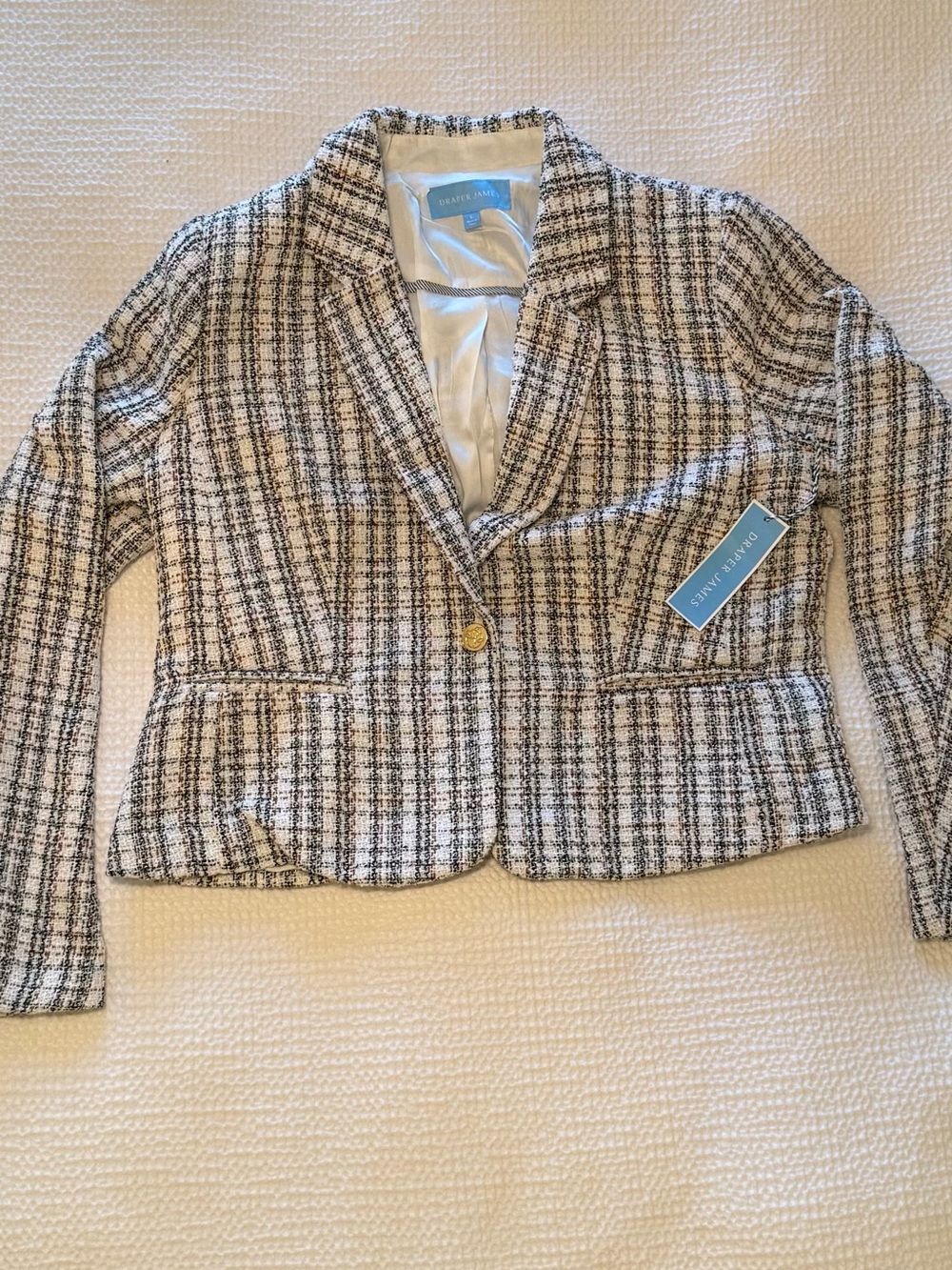 NWT | Draper James | Cream & Black Tweed Blazer | Size = L